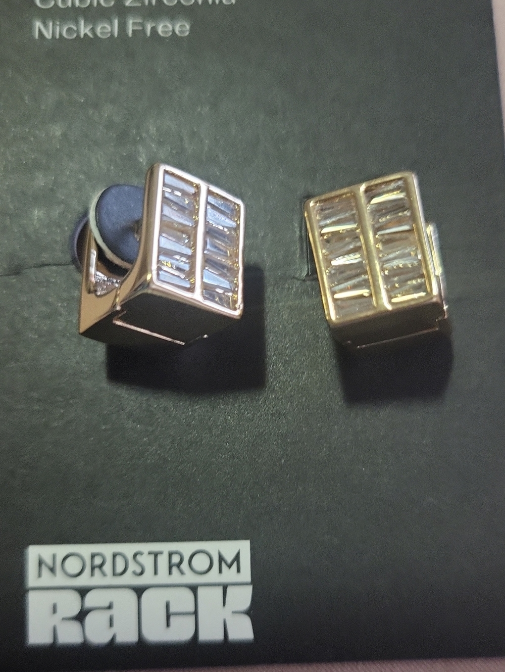 Nordstrom Gold-tone Rectangular Baguette Crystal Earrings